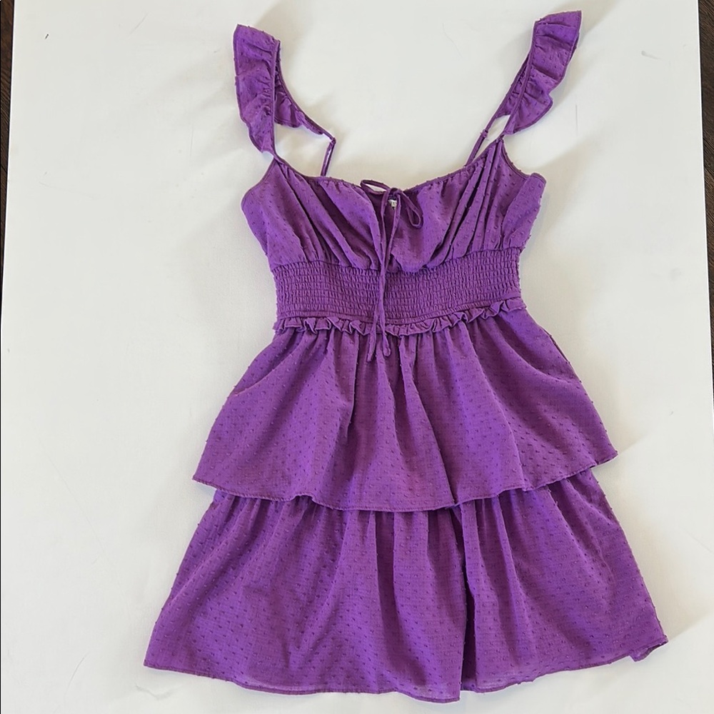 Purple Ruffled Sleeveless Dress - Medium